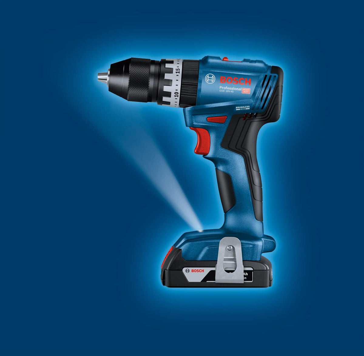 BOSCH GSB 18V-45 - Trapano avvitatore + 3 batterie + caricabatteria