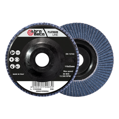 ABRA BETA Disco bilamellare allo zirconio mm115 gr40 CF. 10PZ