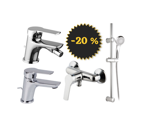 FIMA Carlo Frattini Set rubinetteria bagno con miscelatore doccia e asta saliscendi