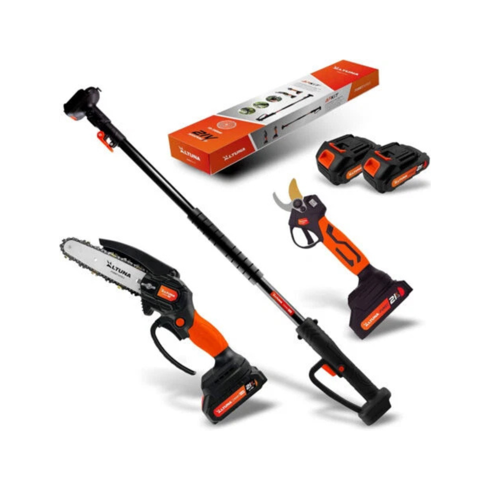 Kit potatura a batteria con cesoia con motosega e asta 'AFKIT'