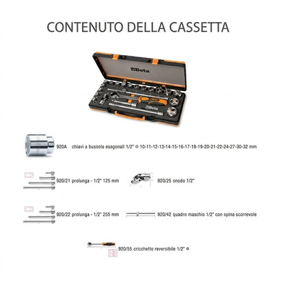 BETA Cassetta bussole + accessori 22PZ 920A/C17M Beta Set bussole Attrezziamoci