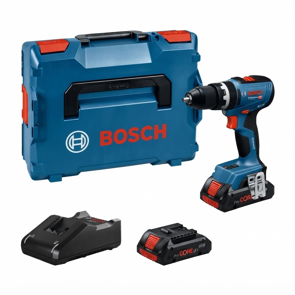 BOSCH BSB 18V-65 - Trapano-avvitatore con percussione a batteria + 2 batterie - caricabatteria Bosch Elettroutensili Attrezziamoci